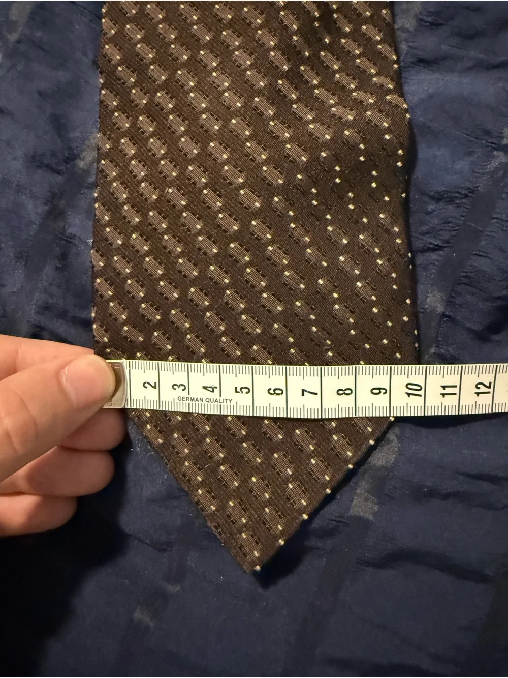 Giorgio Armani Brown Silk Tie with Gold Dot Motif